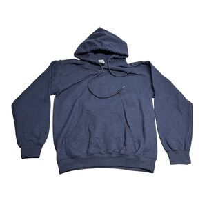 Vintage Y2K Gildan Heavy Blend Blank Plain Hoodie Sweatshirt Blue Sz Small